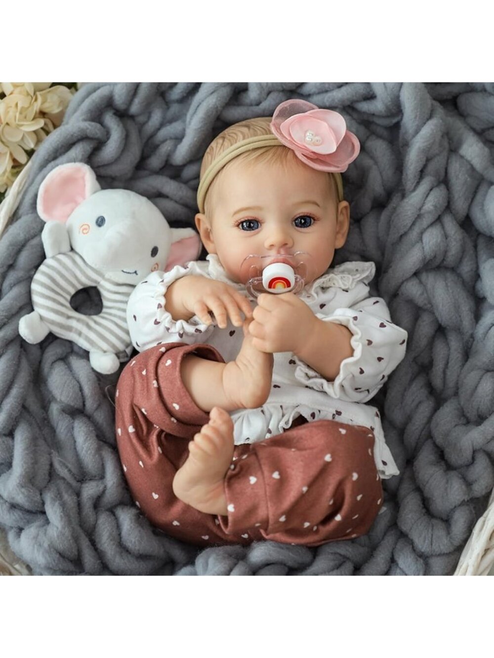 18 Inch Realistic Baby Doll Girl with Cute Soft Vinyl Body Gift with Accessories